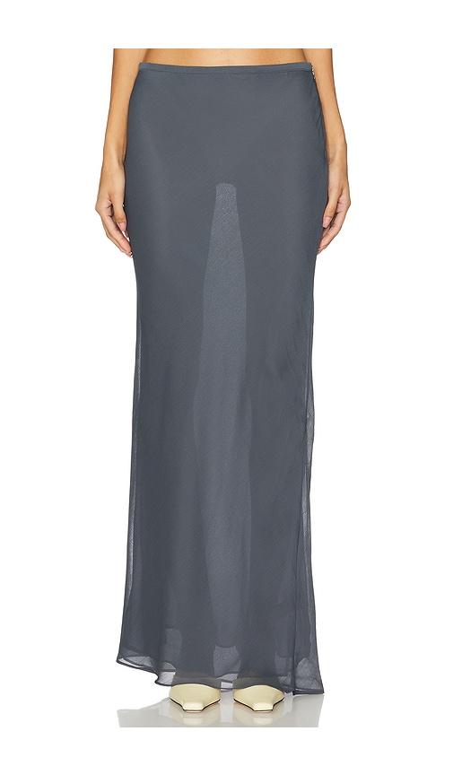 lioness endless maxi skirt in grey.