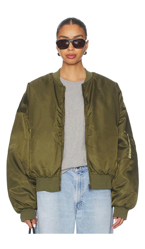 lioness essential bomber jacket in green.