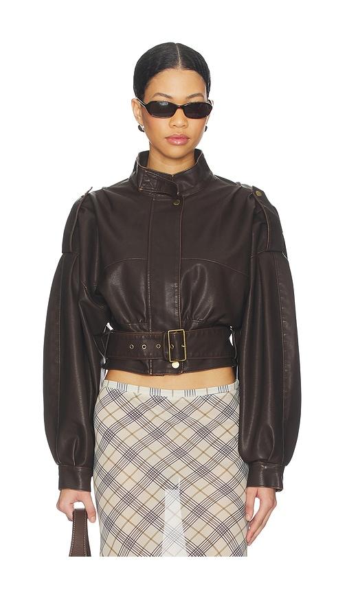 lioness gigi leather jacket in chocolate.