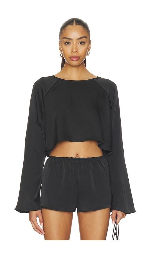 lioness gloss long sleeve top in black.