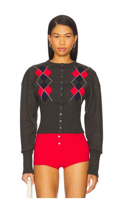 lioness head in the clouds cardigan in grey.