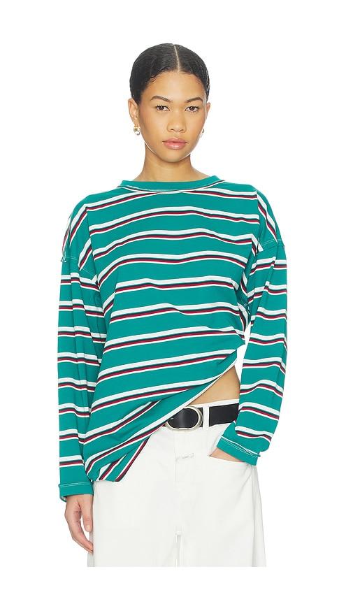 lioness horizon long sleeve top in teal,white.