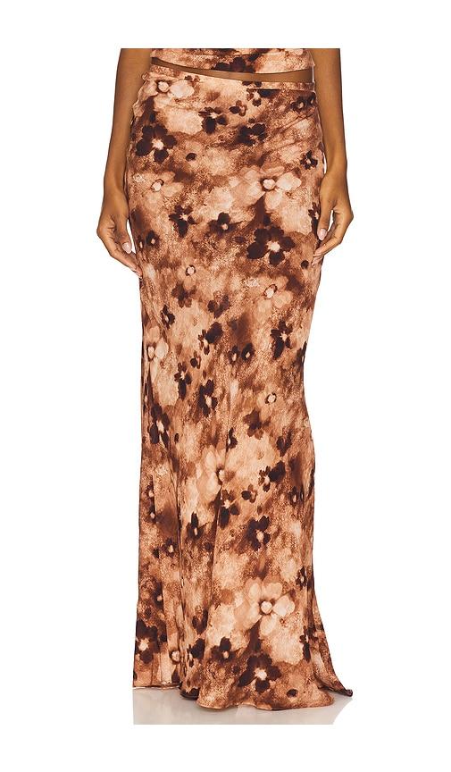 lioness hudson maxi skirt in brown.