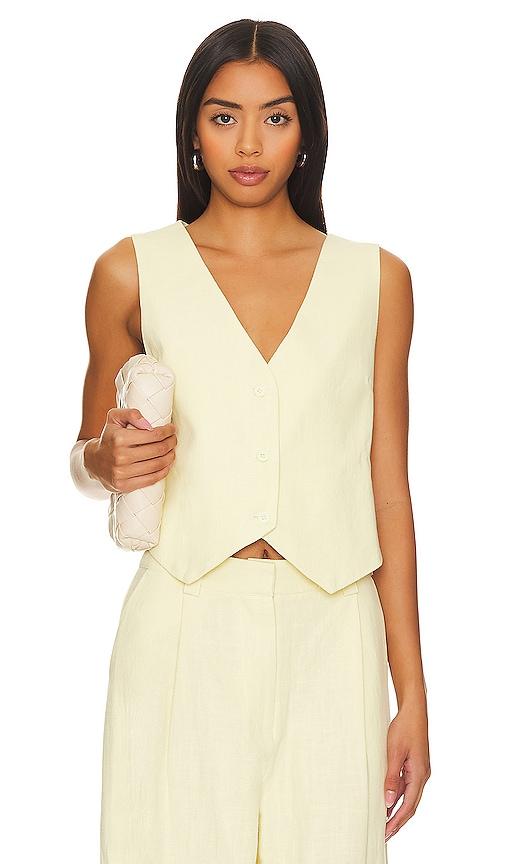 lioness leo vest in yellow.