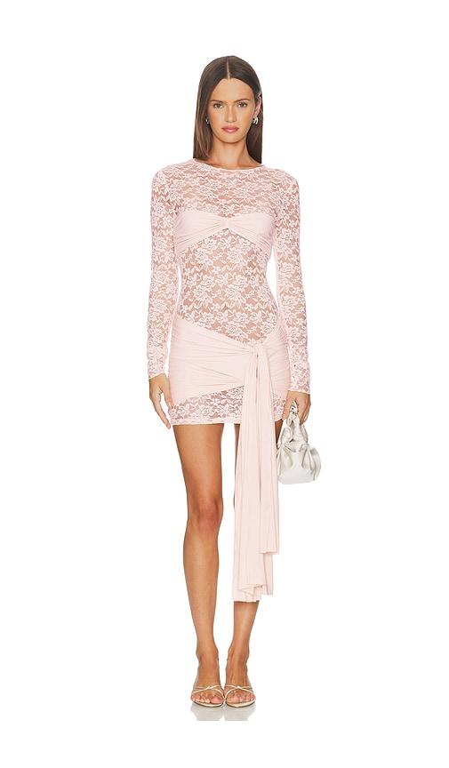 lioness midnight mini dress in blush.