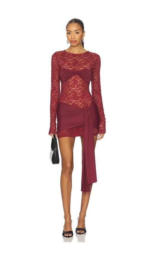 lioness midnight mini dress in burgundy.