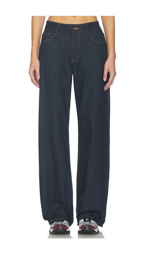 lioness peak jeans in blue.