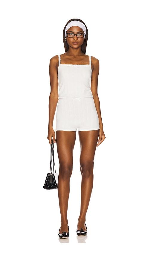 lioness poolside romper in ivory.