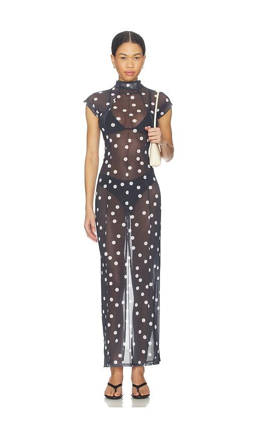 lioness redefined maxi dress in black,white.