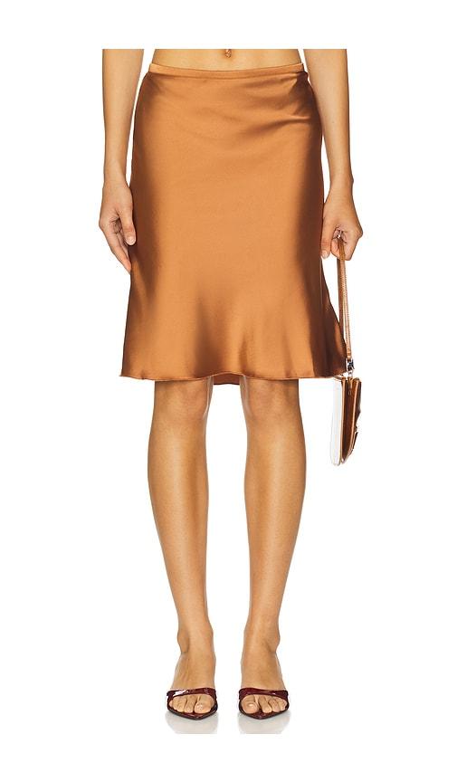 lioness shoreline midi skirt in rust.