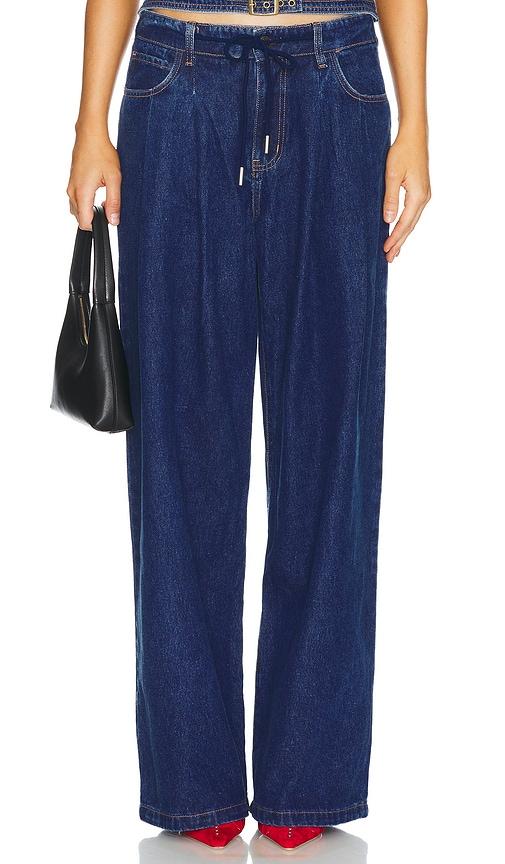 lioness slouched tie up jeans in denim-dark.