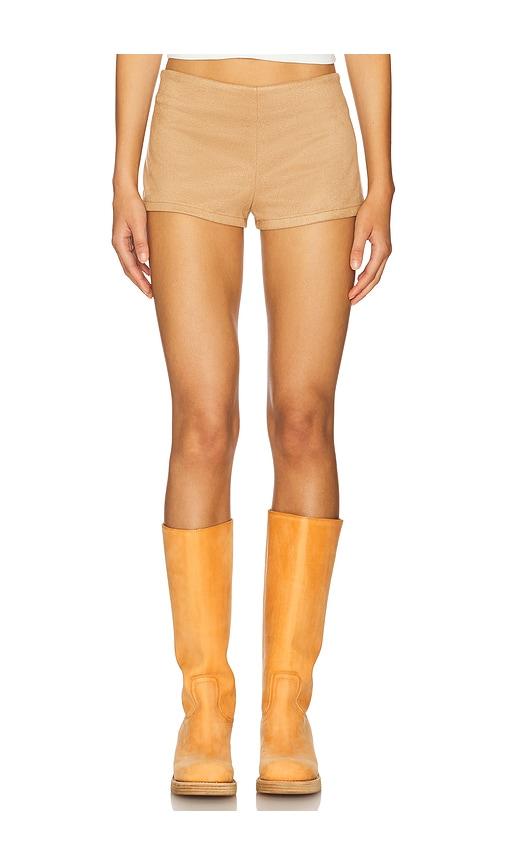 lioness sun drenched short in tan.