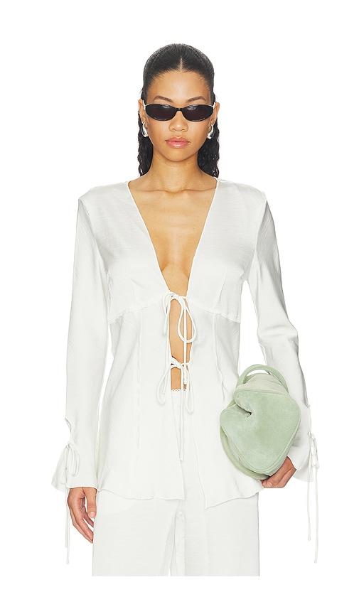 lioness veil long sleeve top in white.