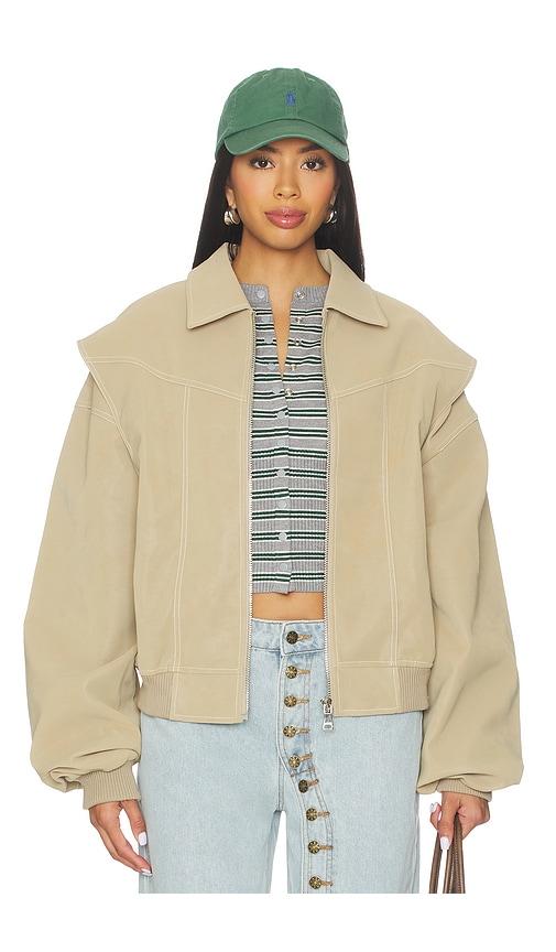 lioness vista bomber jacket in taupe.