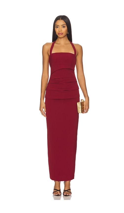 lioness x revolve 1999 maxi dress in burgundy.
