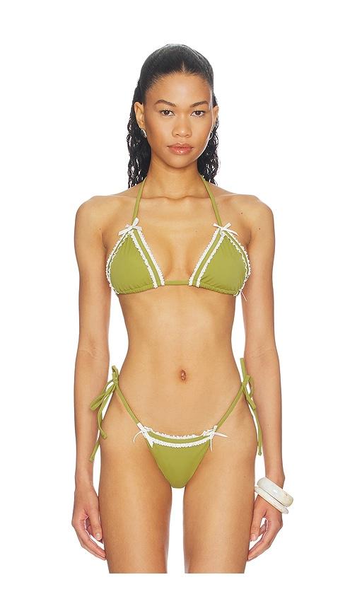 lioness x revolve azuri bikini top in olive.
