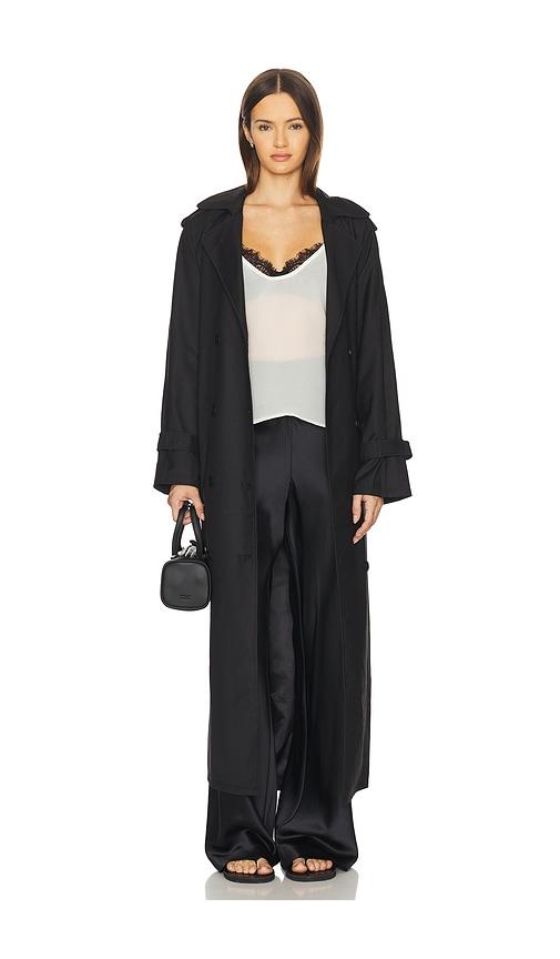 lioness x revolve penny trench coat in black.