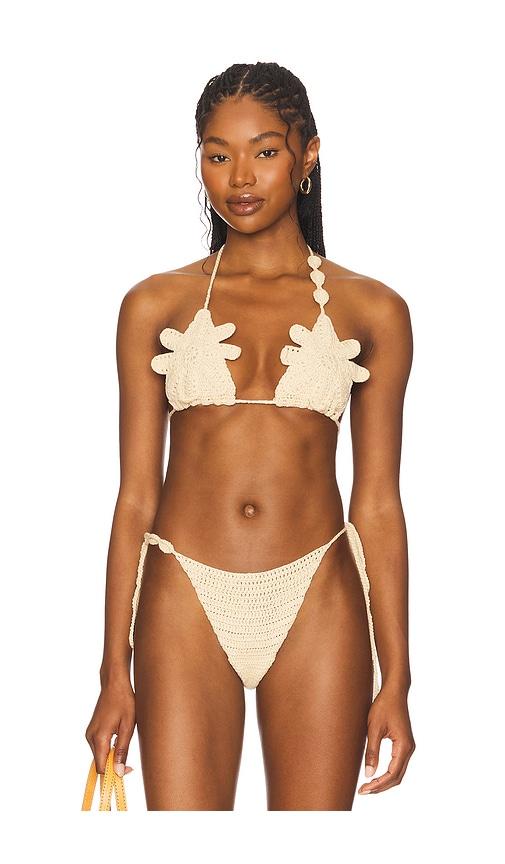 lioness x revolve samba bikini top in beige.