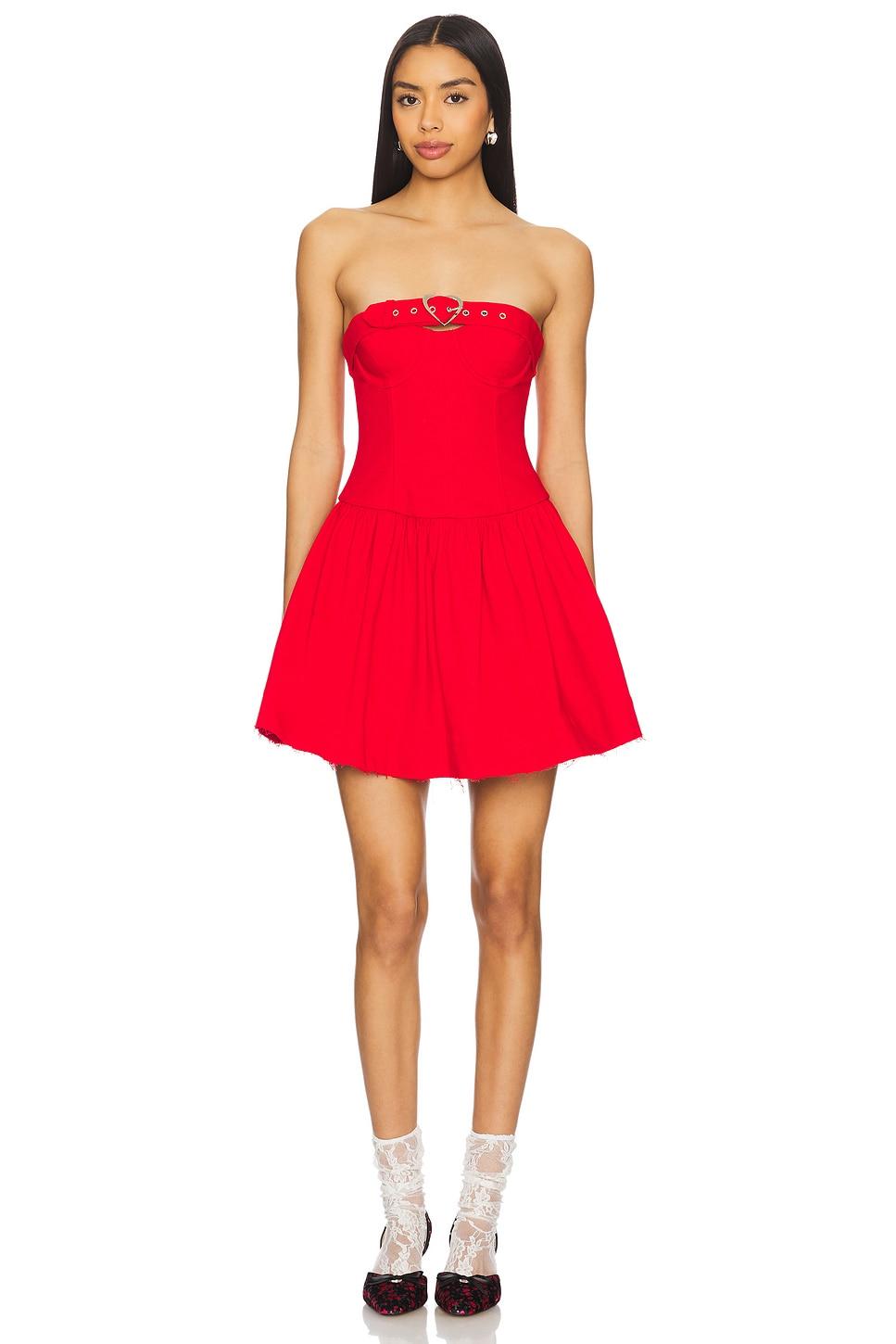 lipstick denim mini dress
