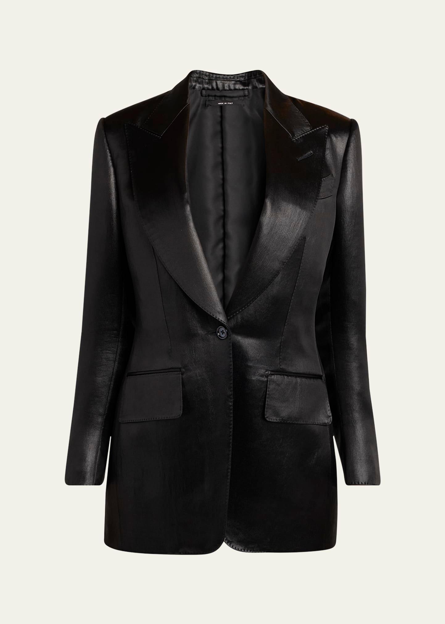 liquid satin single-breasted blazer jacket