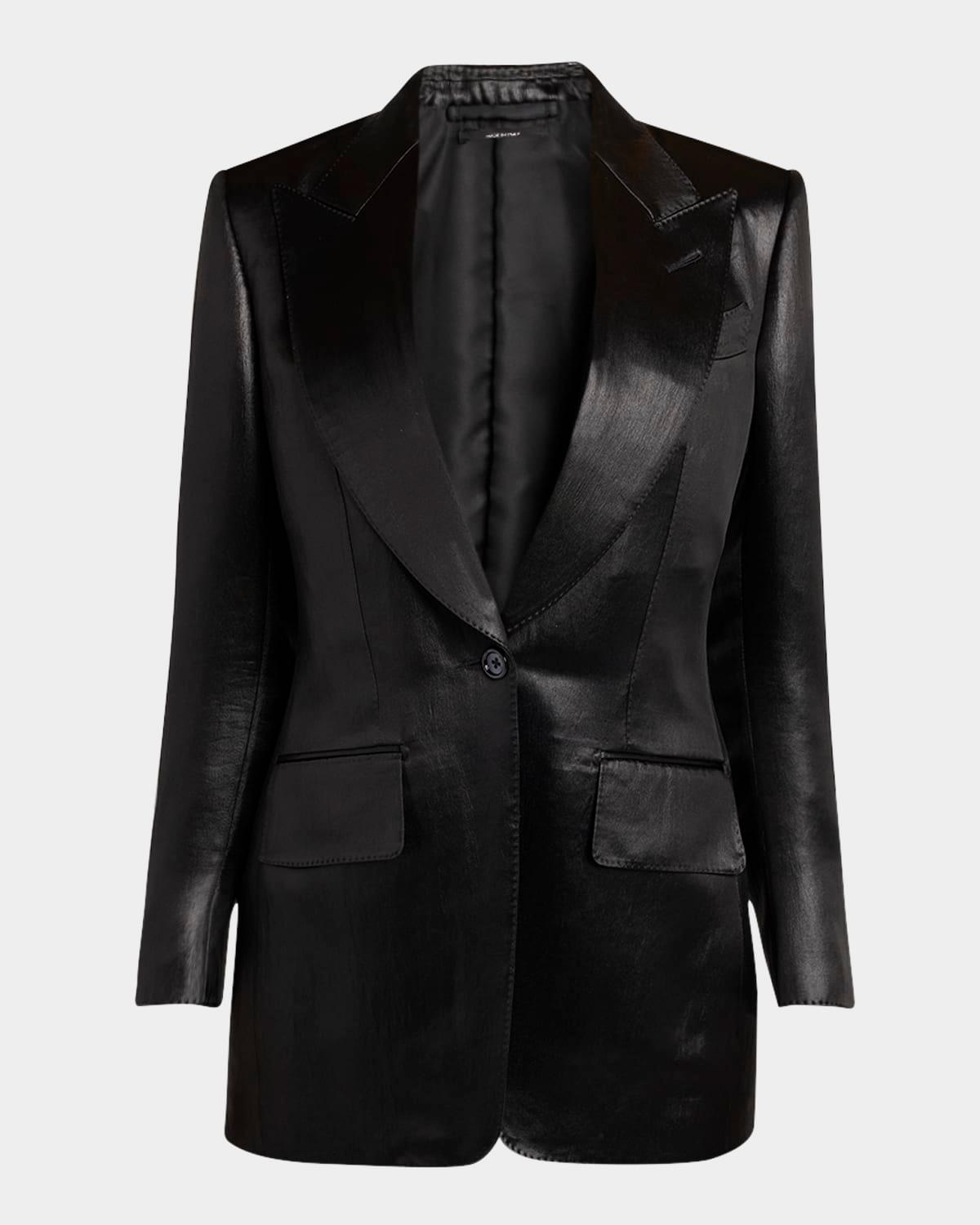 liquid satin single-breasted blazer jacket