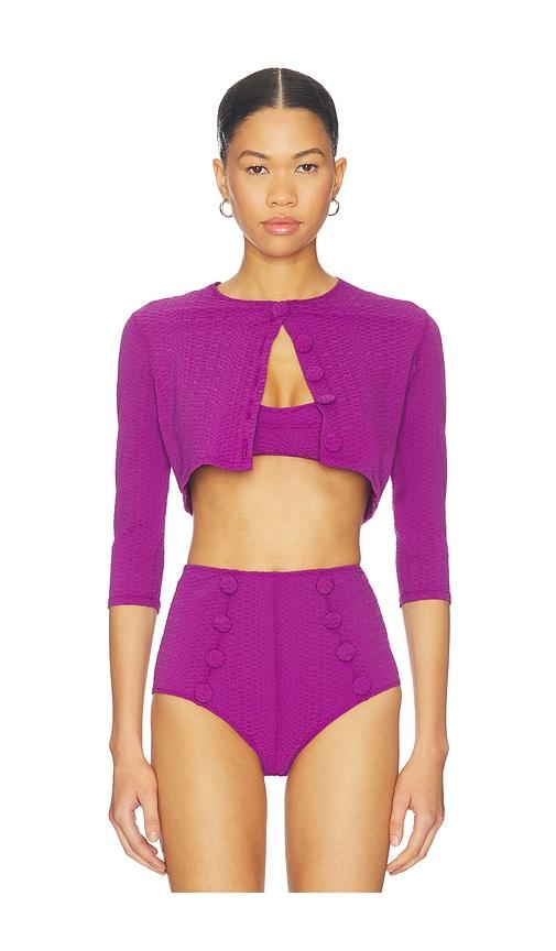lisa marie fernandez cardigan in purple.