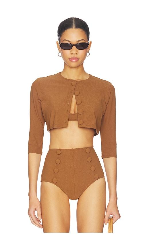 lisa marie fernandez cardigan in tan.