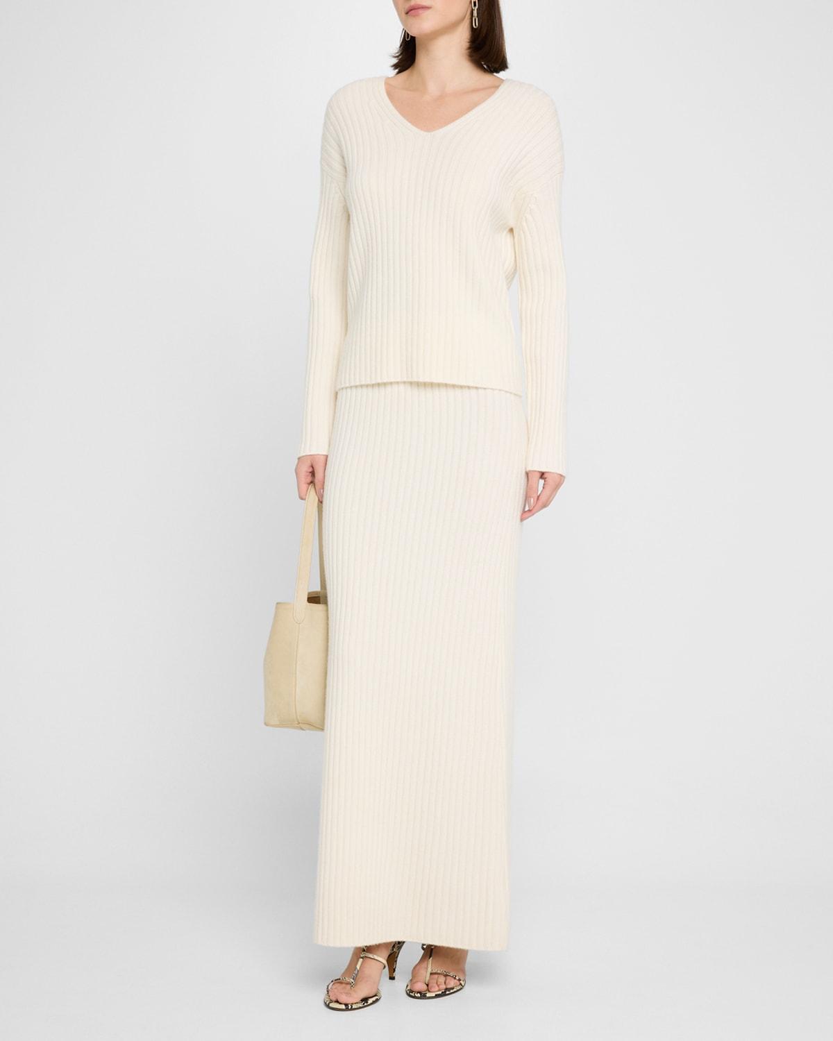 lisa ribbed cashmere maxi skirt