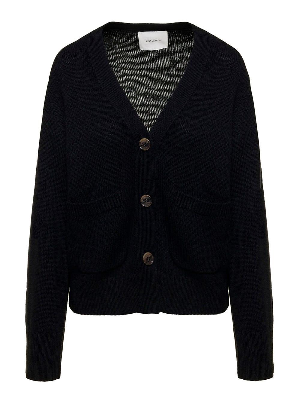 lisa yang danni black knitted cardigan in cashmere woman