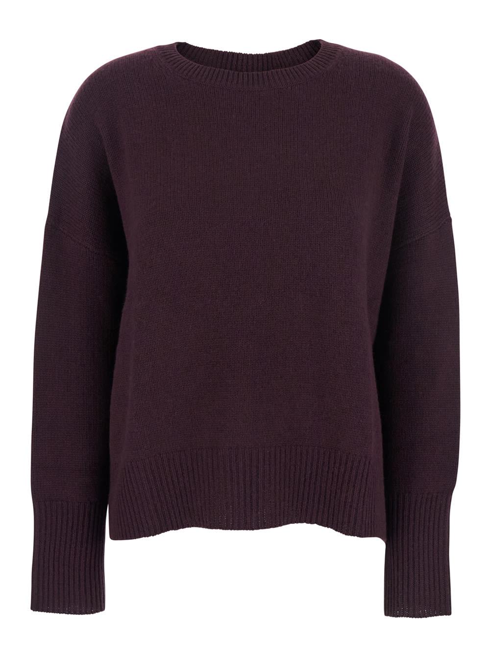 lisa yang mila bordeaux sweater with dropped shoulders and ribbed trims in cashmere woman
