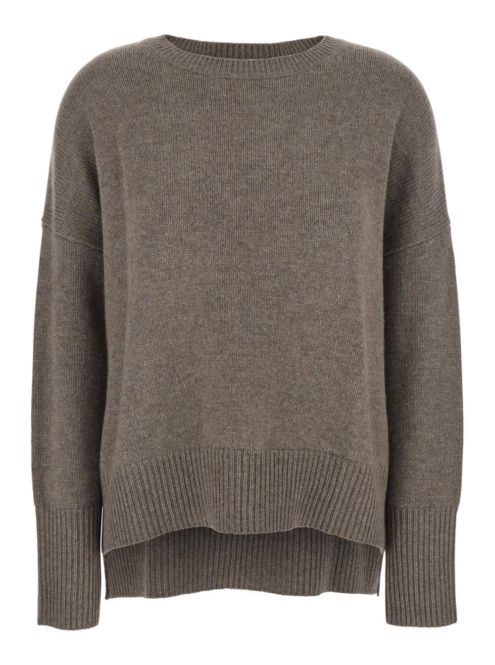lisa yang mila grey sweater with ribbed trim in cashmere woman