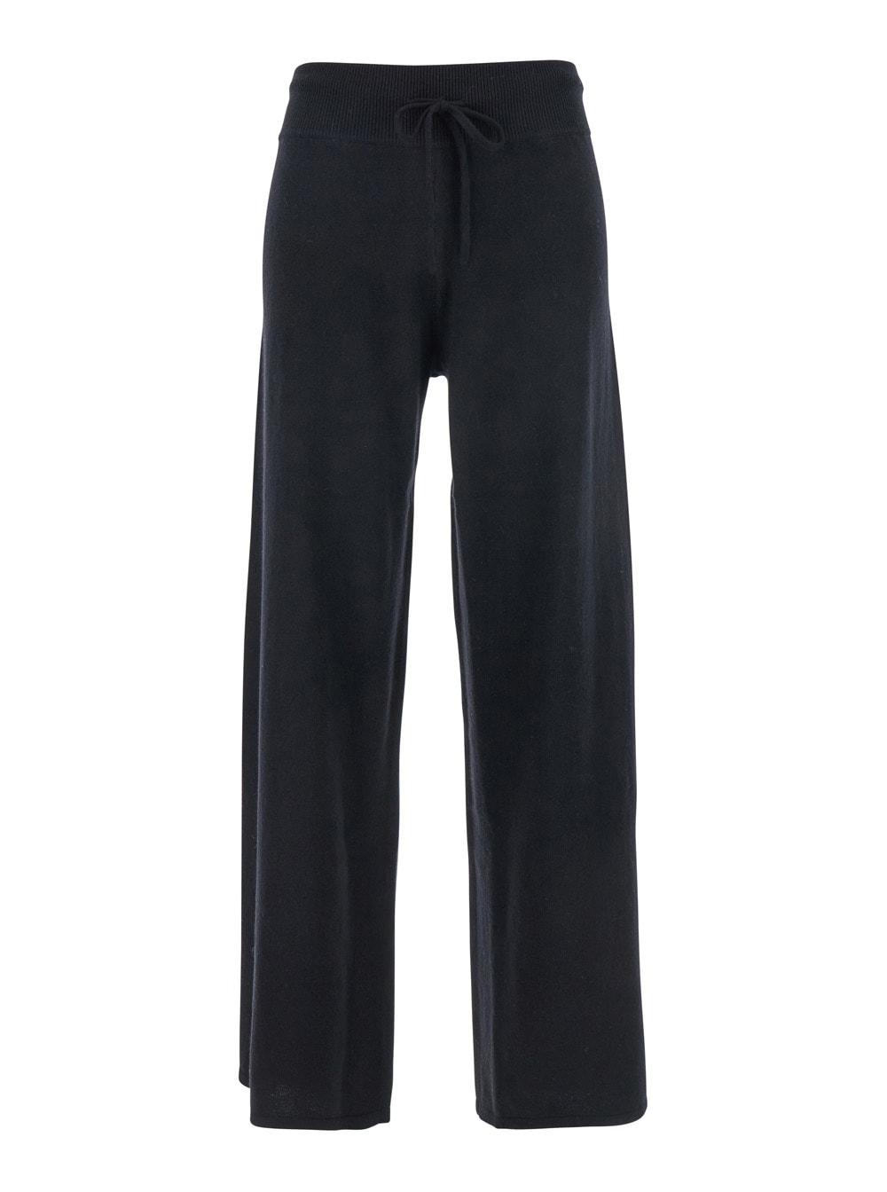 lisa yang sofi black pants with elastic drawstring waist in cashmere woman