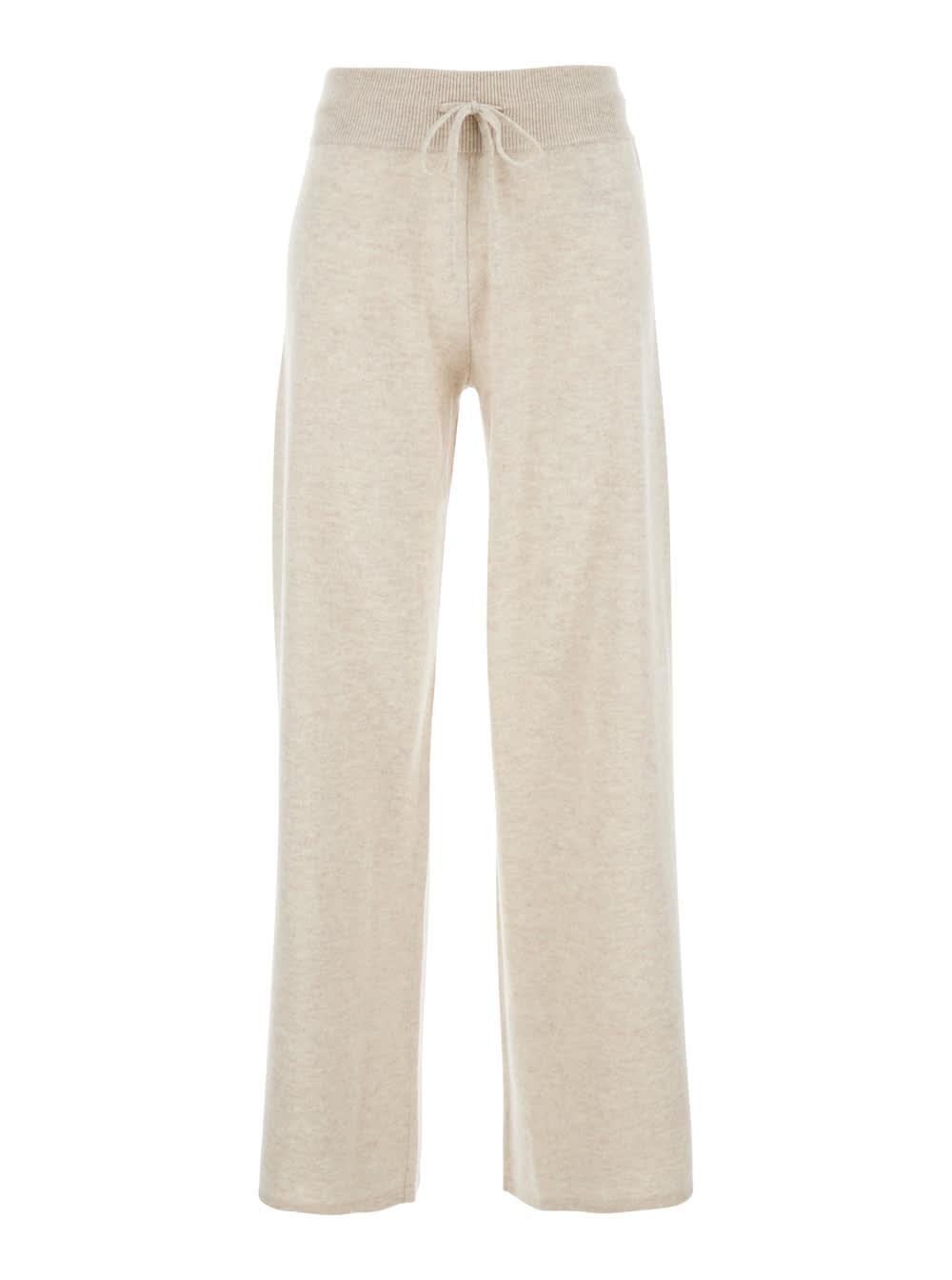 lisa yang sofi white pants with elastic drawstring waist in cashmere woman