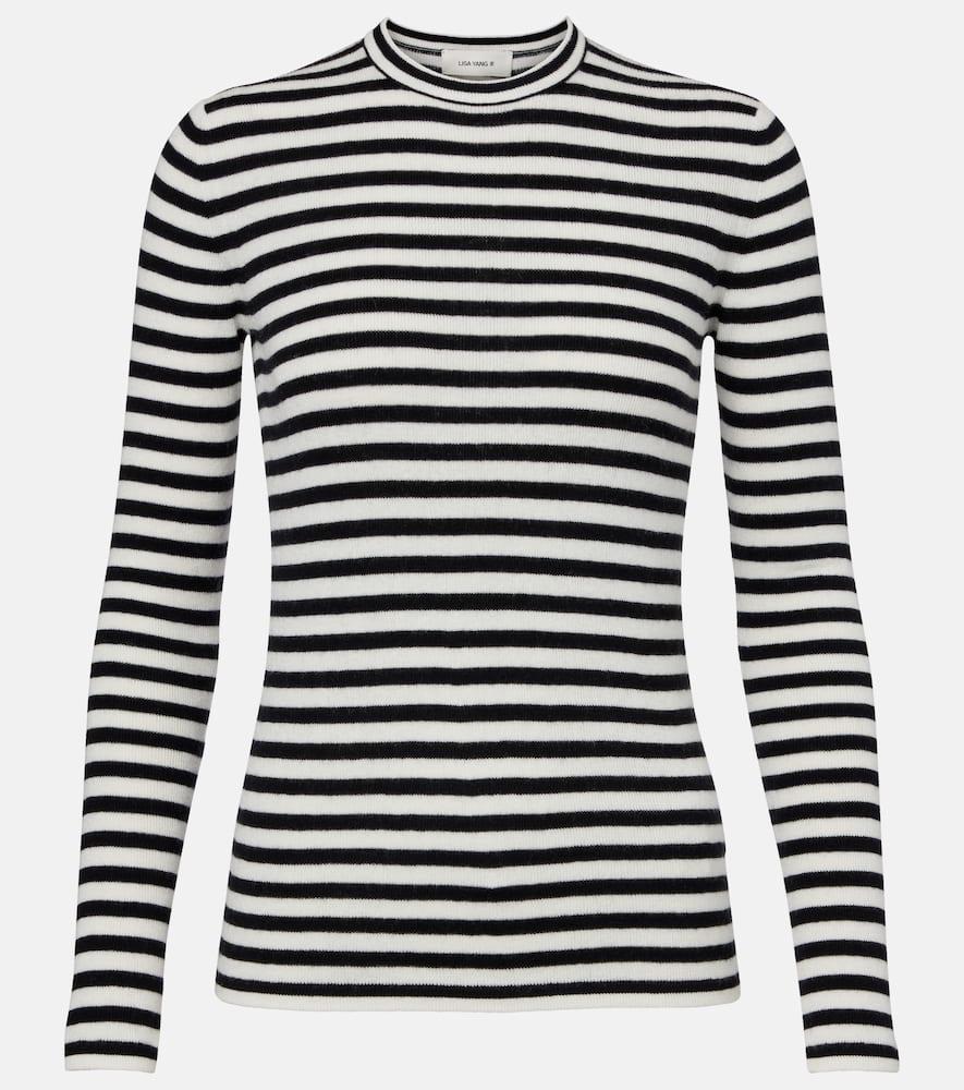 lisa yang vivian striped cotton and cashmere top