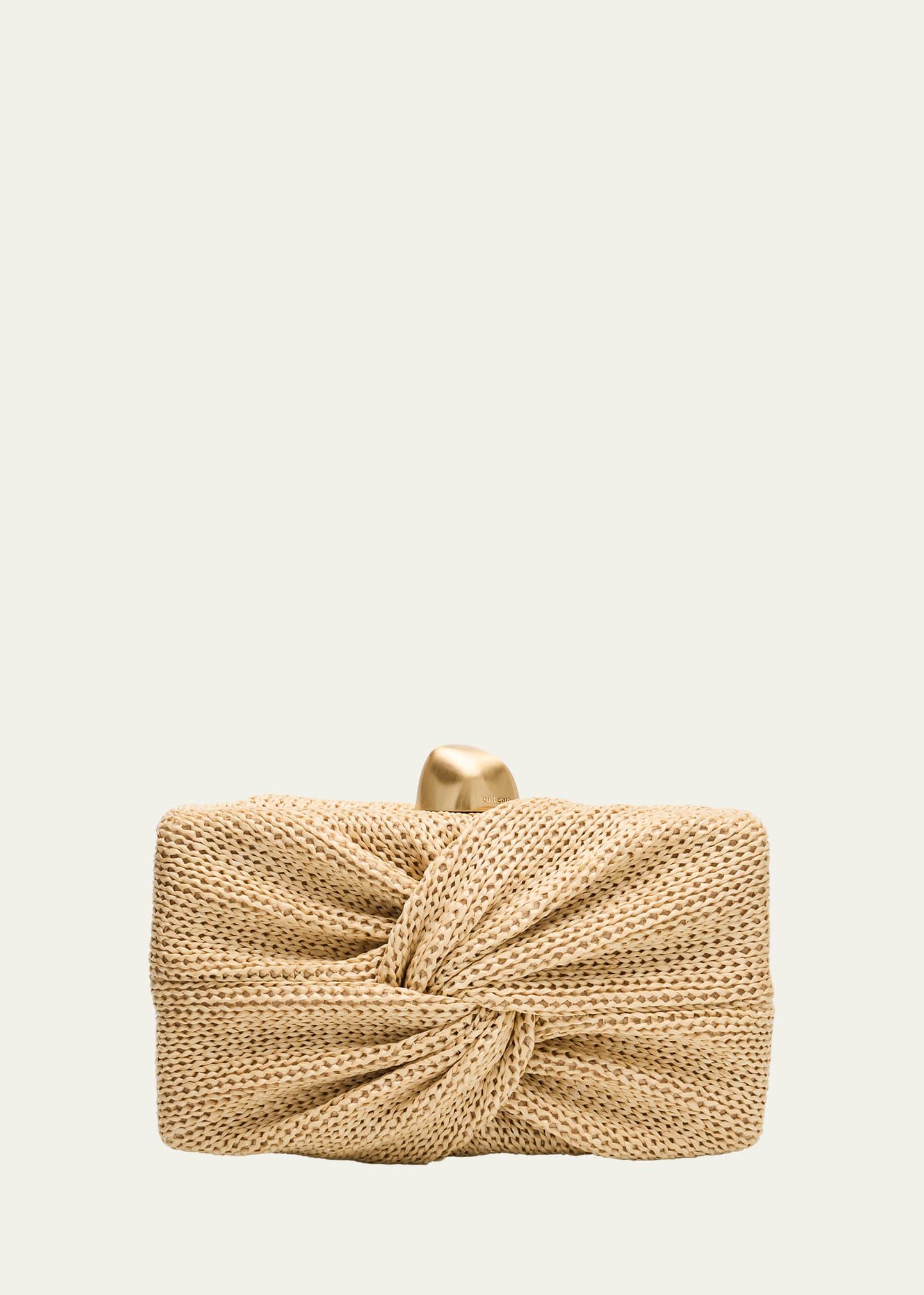 lisse twisted raffia clutch bag