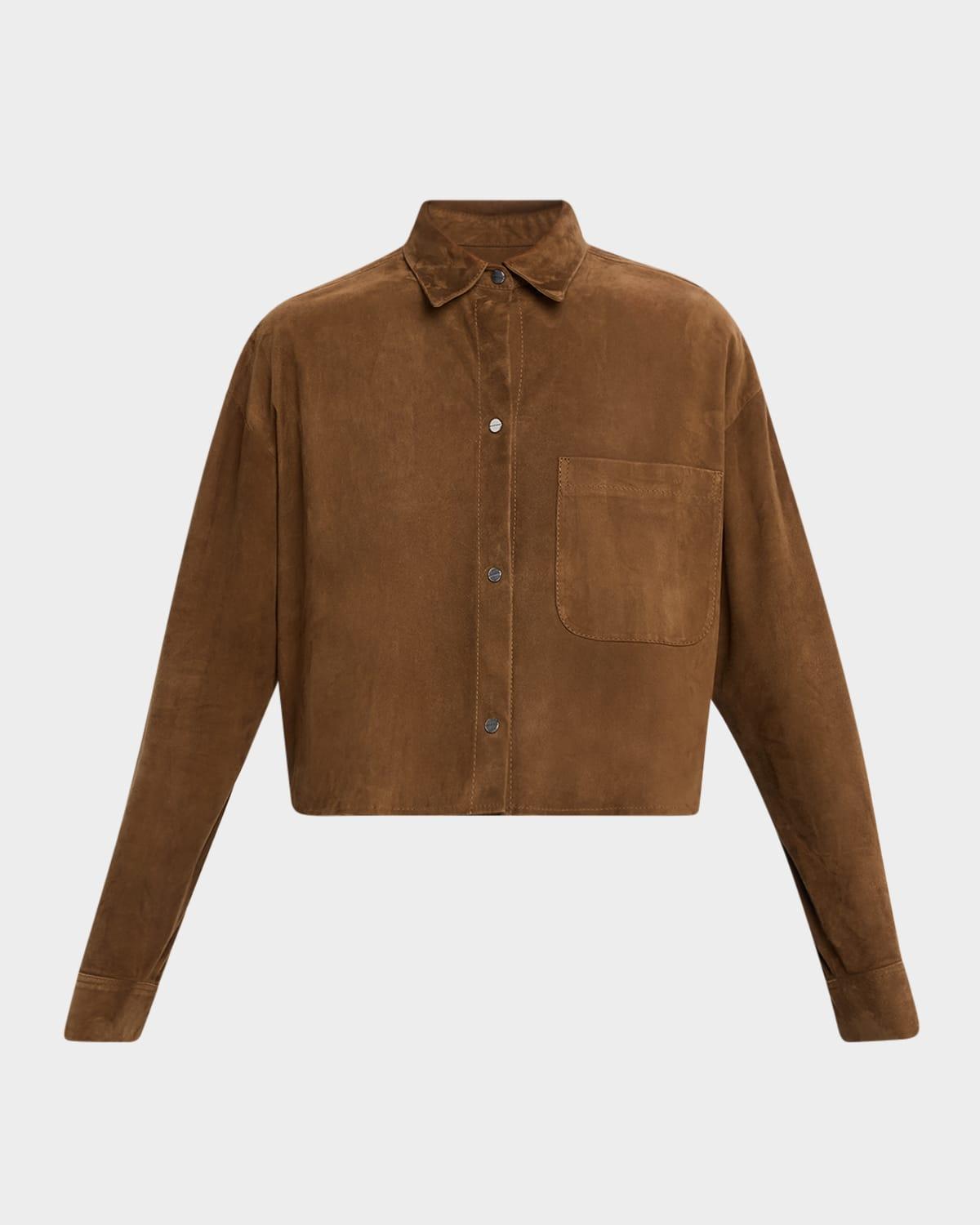 little big joe suede button-front shirt