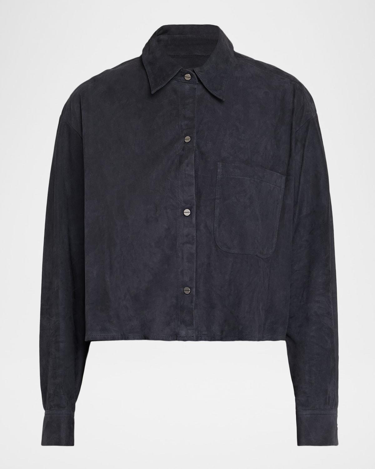 little big joe suede button-front shirt