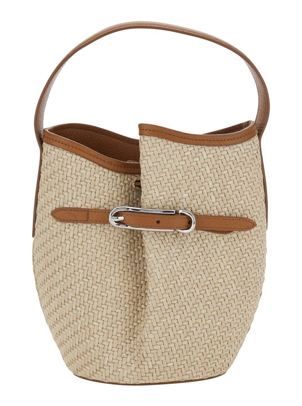 little liffner belted bucket bag raffia