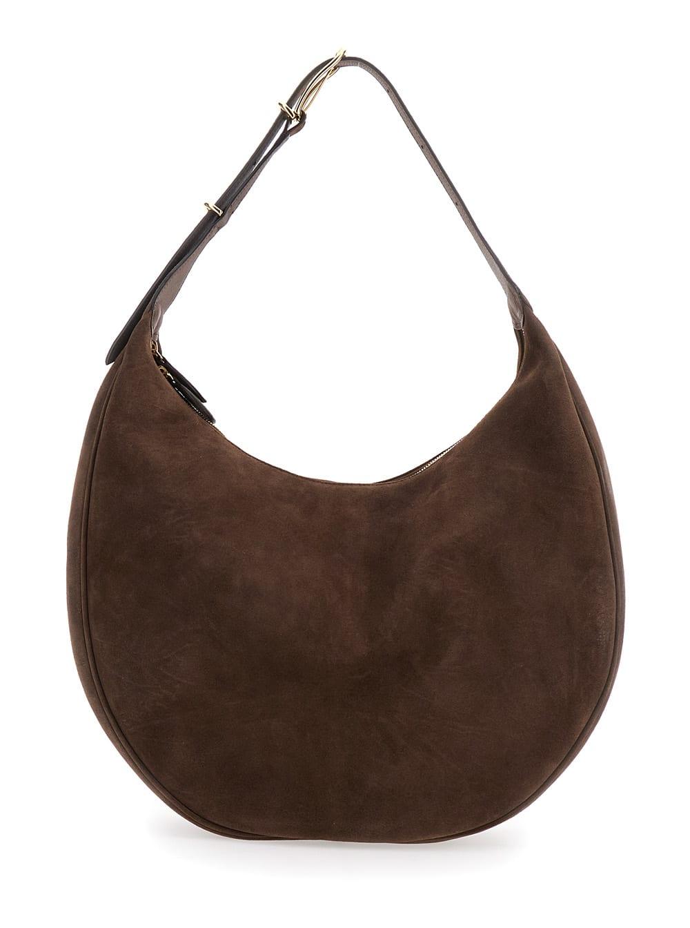 little liffner brown shoulder bag with top handle in suede woman
