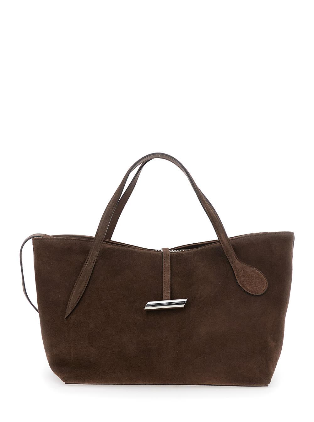 little liffner petite penne brown handbag with side pocket in leather woman