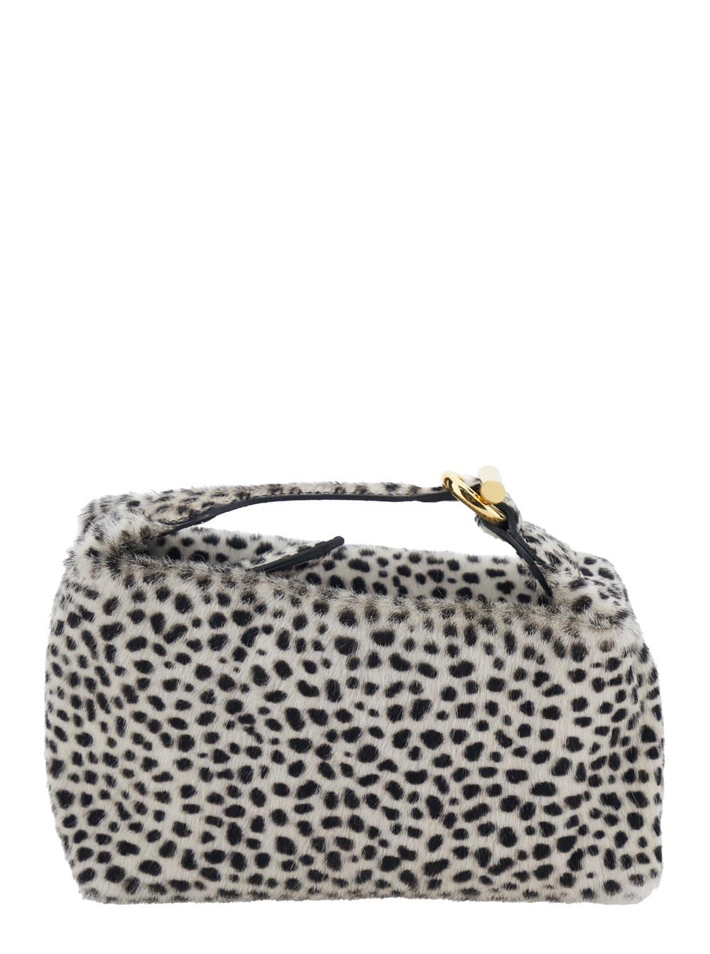 little liffner pillow micro white and black handbag with all-over zebra print in leather woman