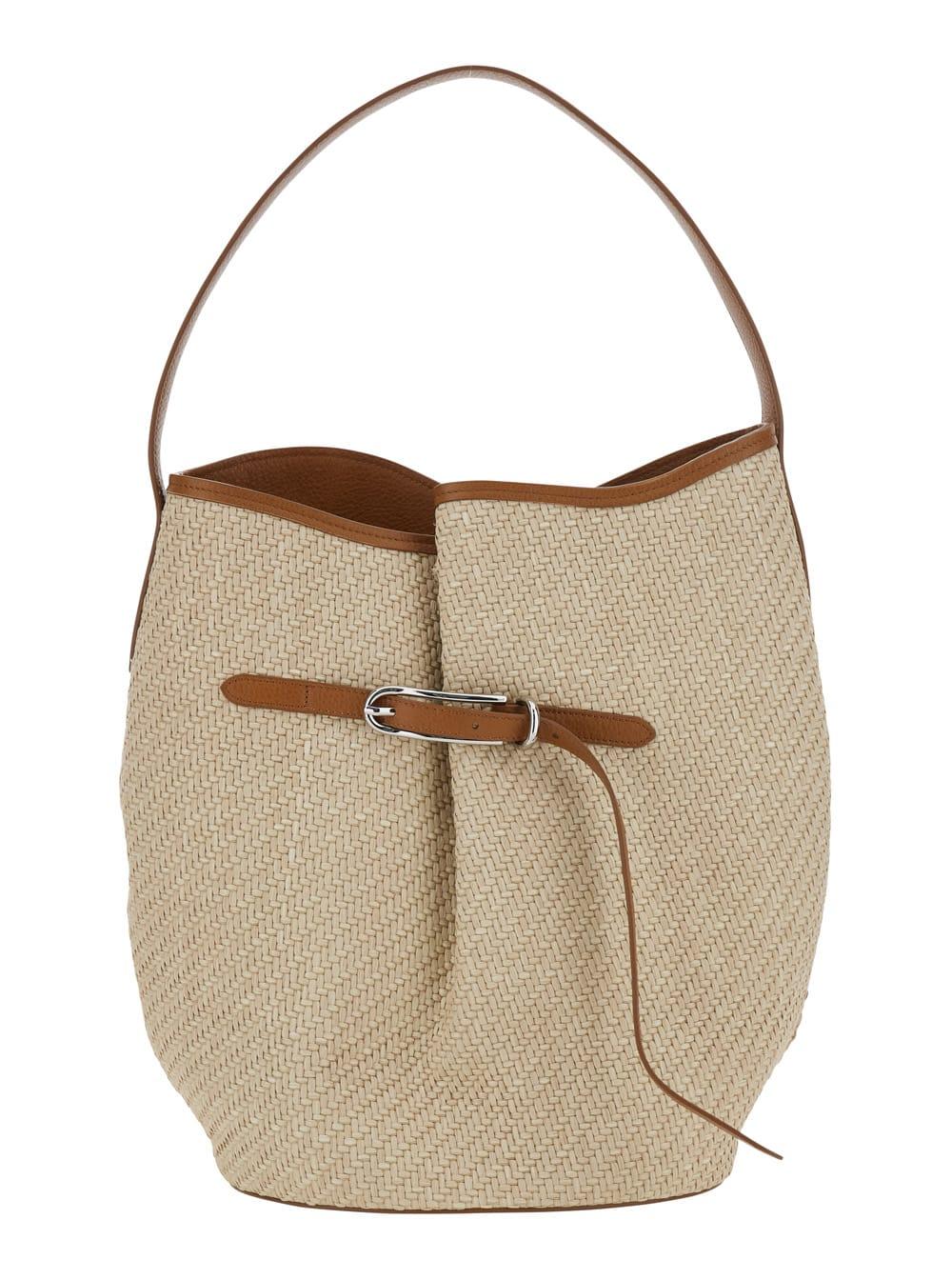little liffner shoulder bag belted bucket bag large raffia beige in raffia women