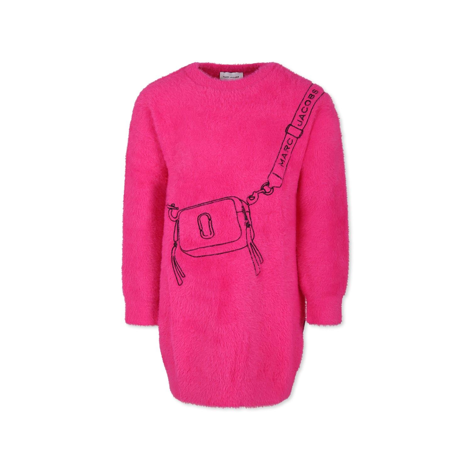 little marc jacobs fuchsia dress for girl with logo
