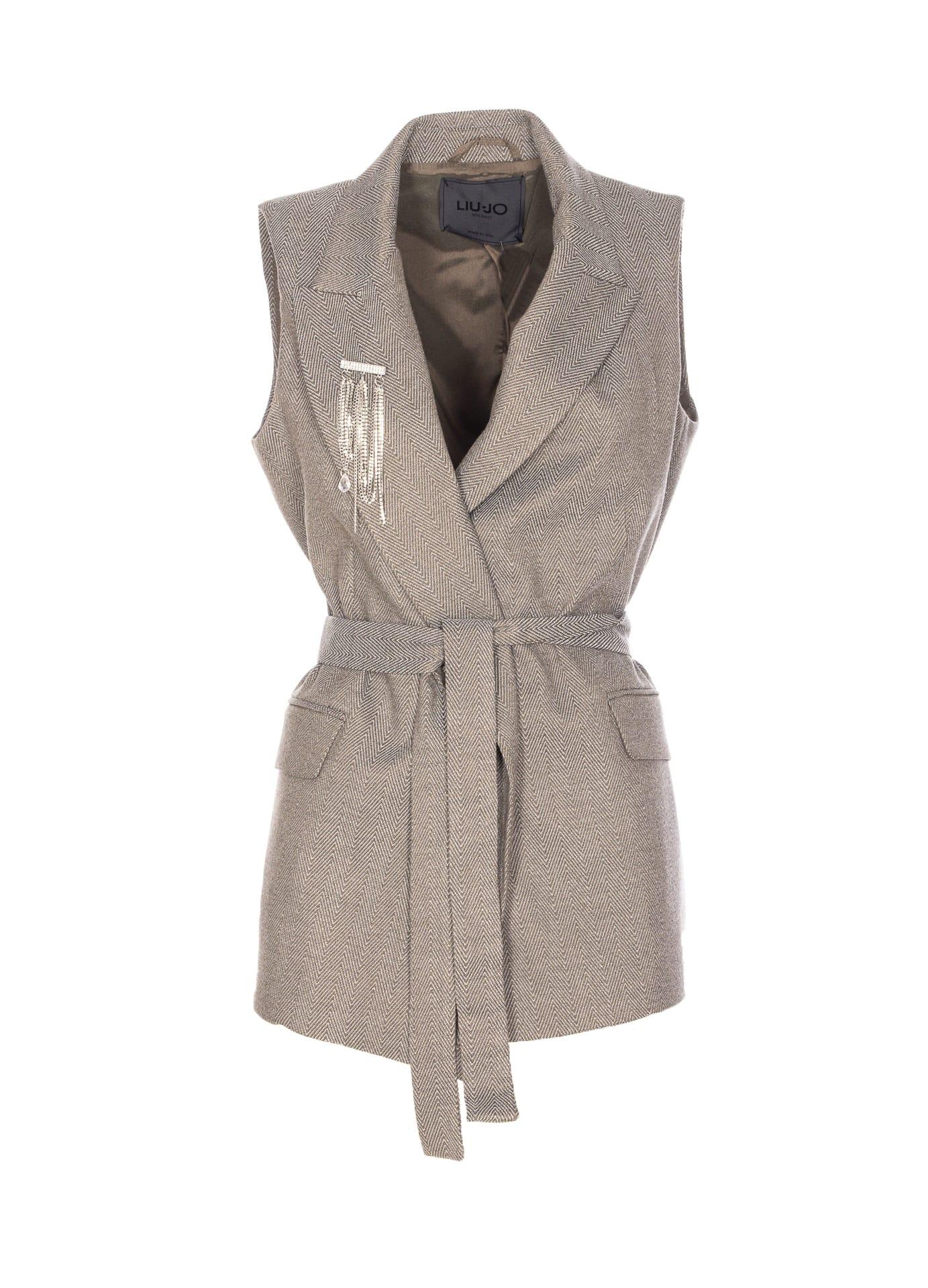 liu-jo chevron waistcoat with belt