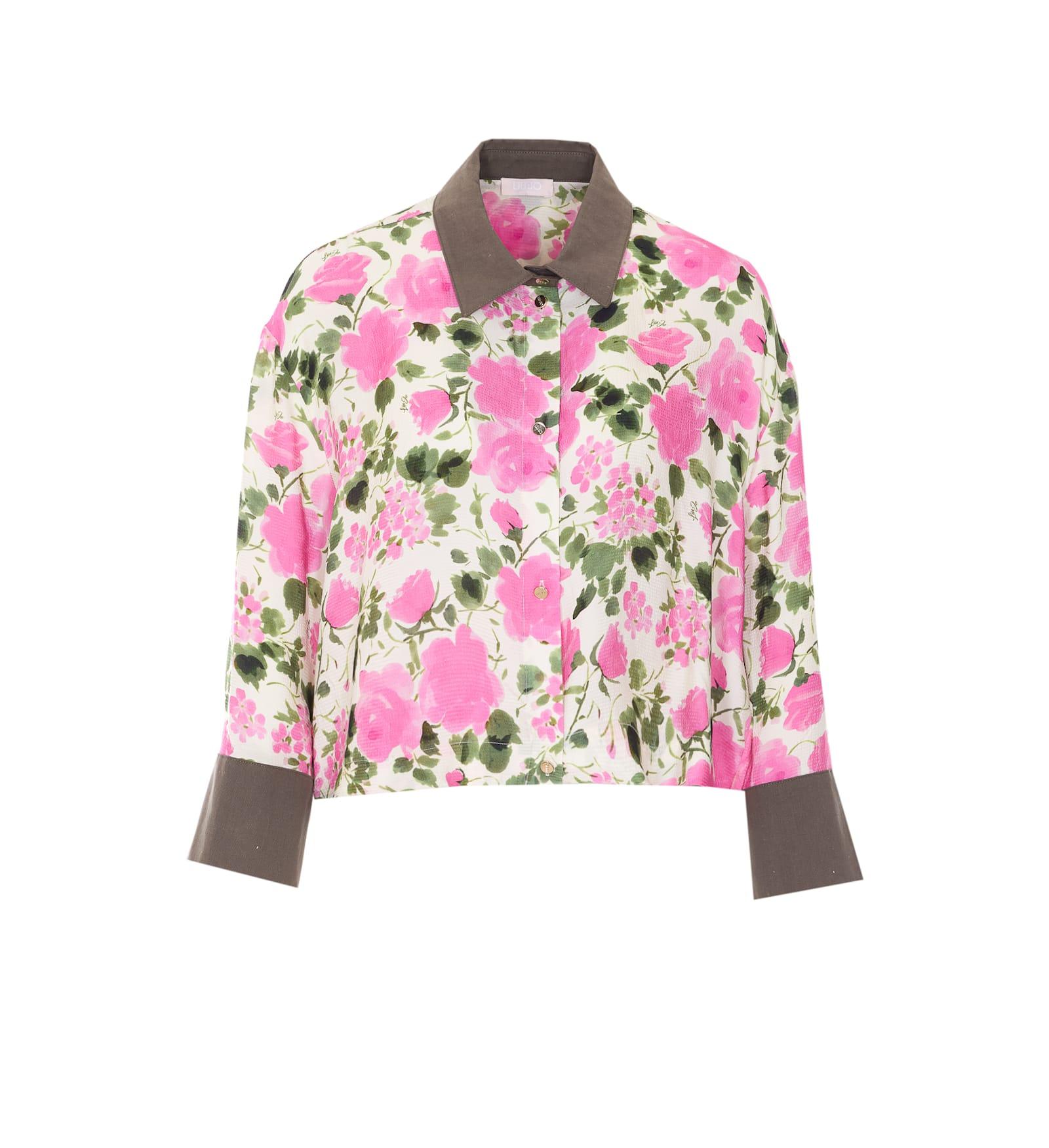 liu-jo cropped floral print shirt