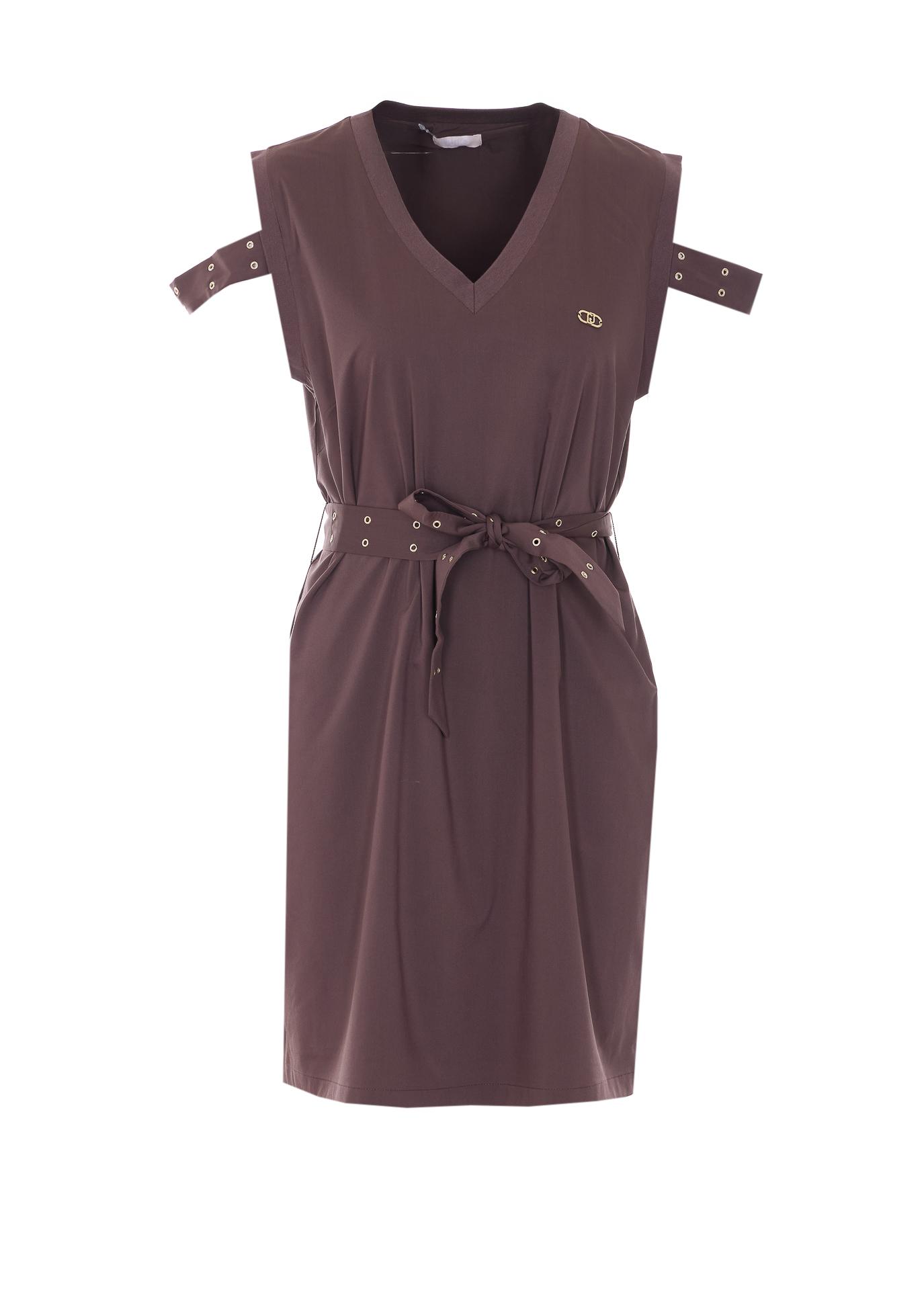 liu jo dresses brown polyester - women