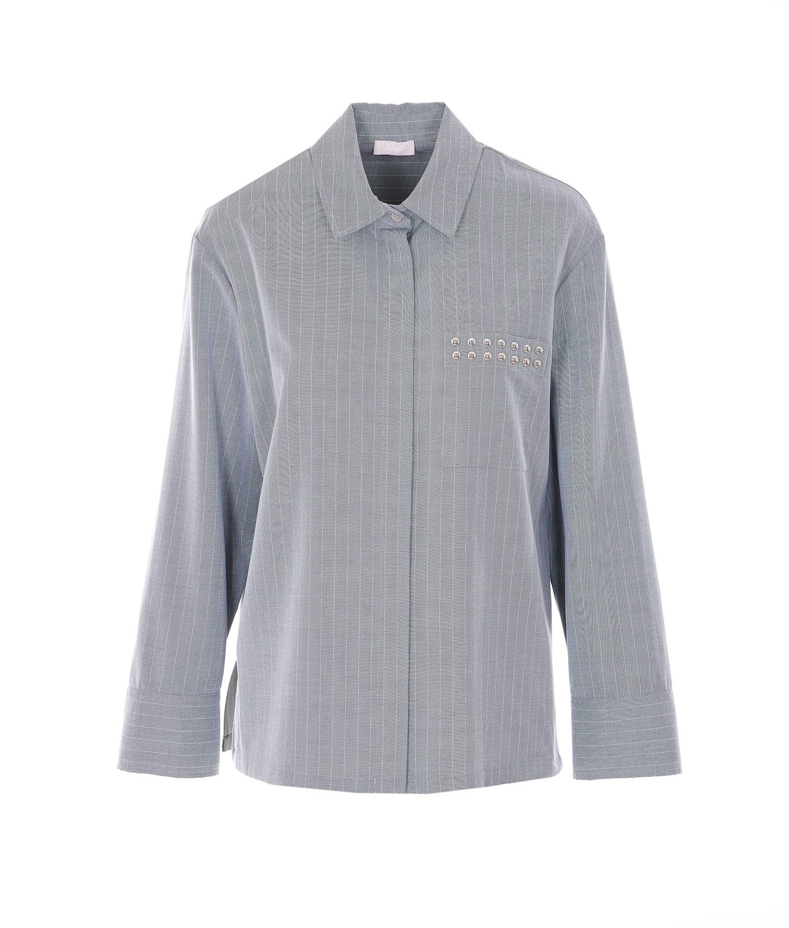 liu-jo logo striped shirt