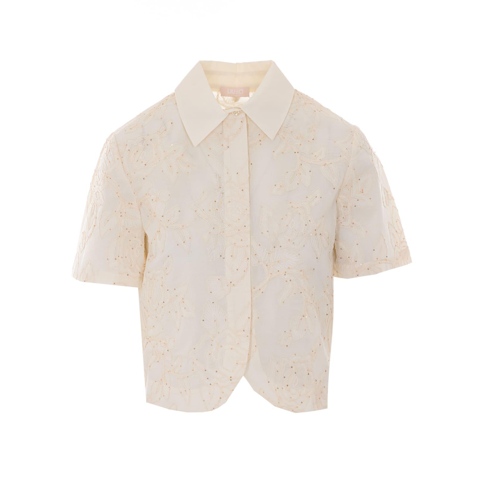 liu-jo sequined embroidered shirt