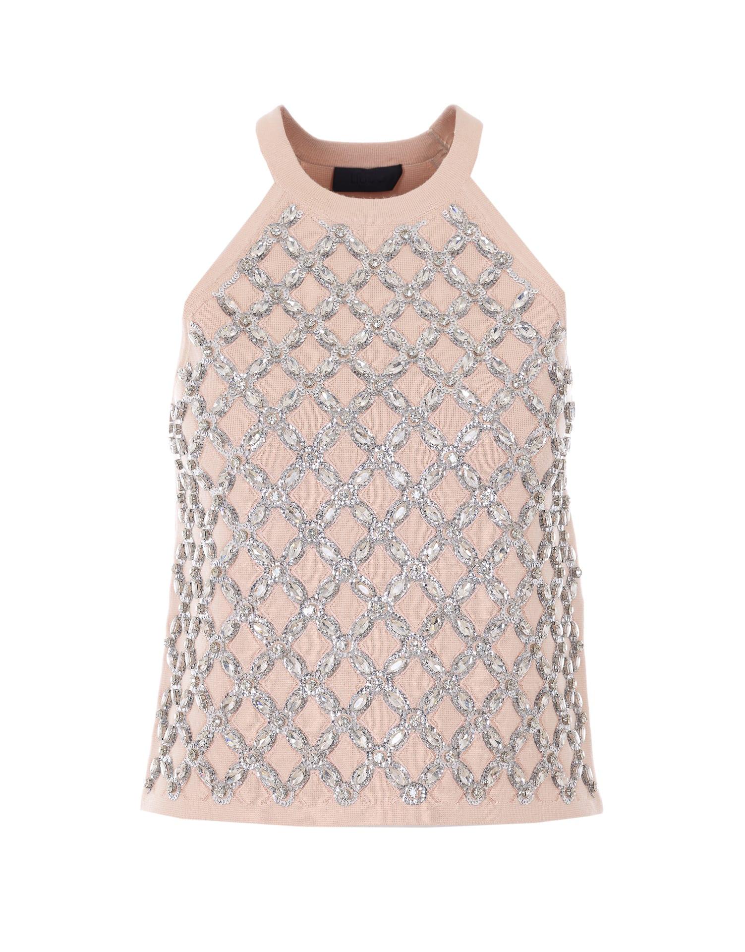 liu-jo top with jewel embroidery