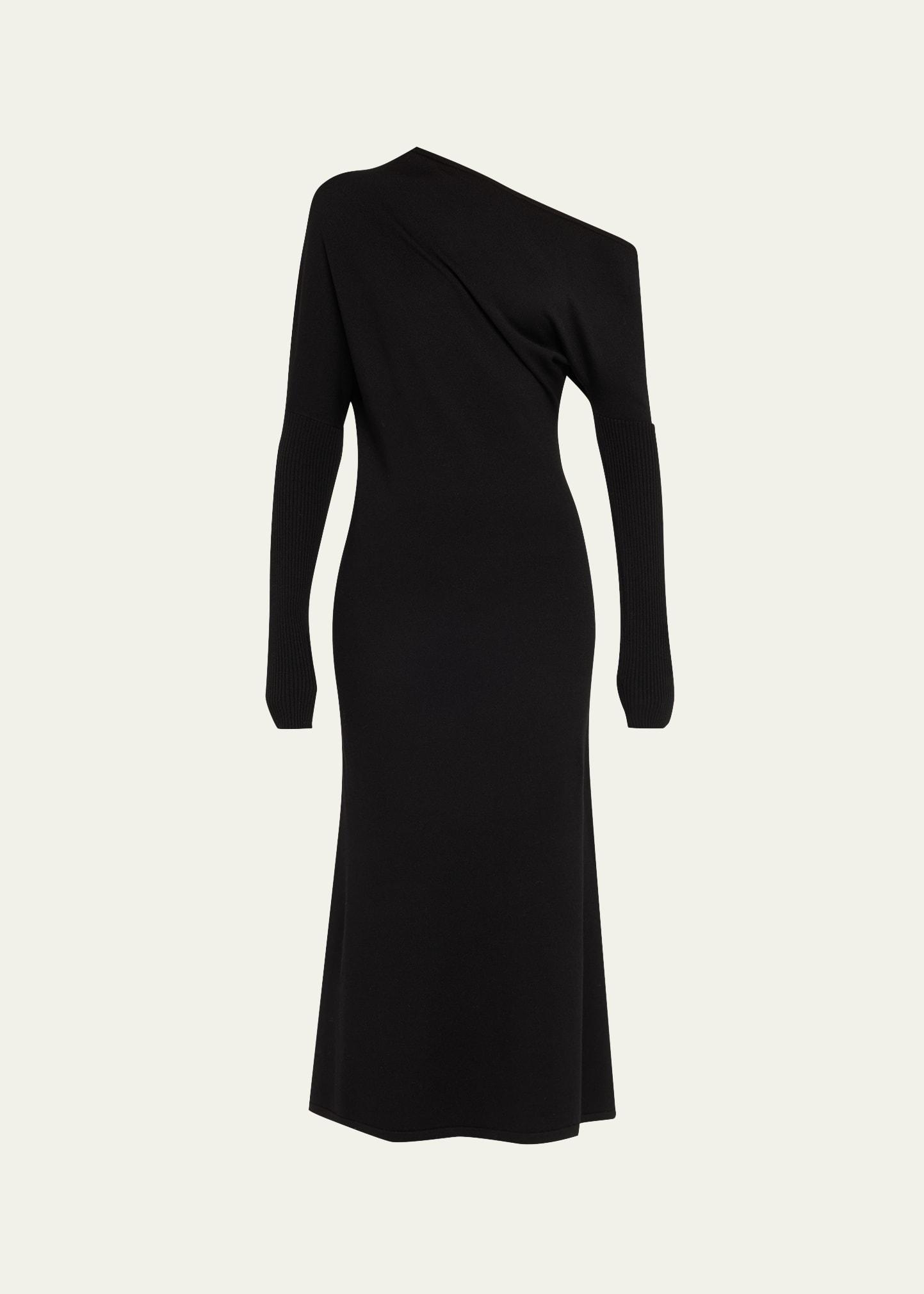 liv one-shoulder draped merino dress